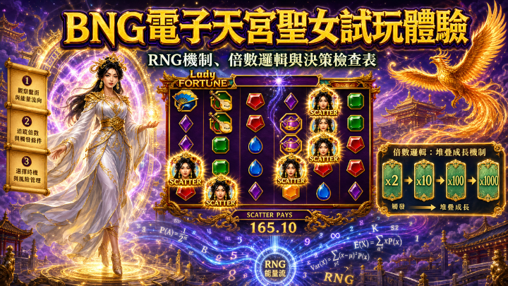 BNG電子天宮聖女試玩體驗:RNG機制、倍數邏輯與決策檢查表