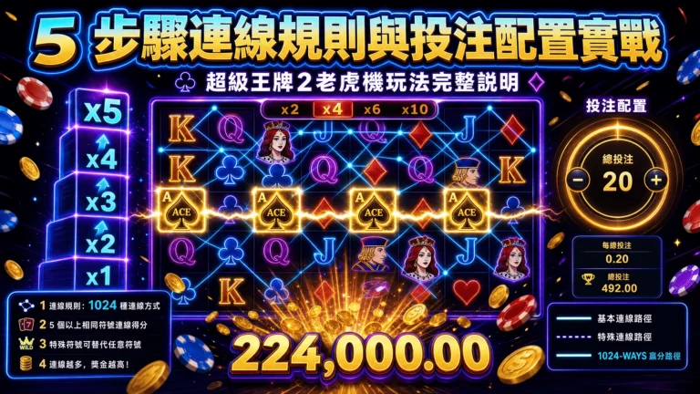 5 步驟連線規則與投注配置實戰|超級王牌2老虎機玩法完整說明