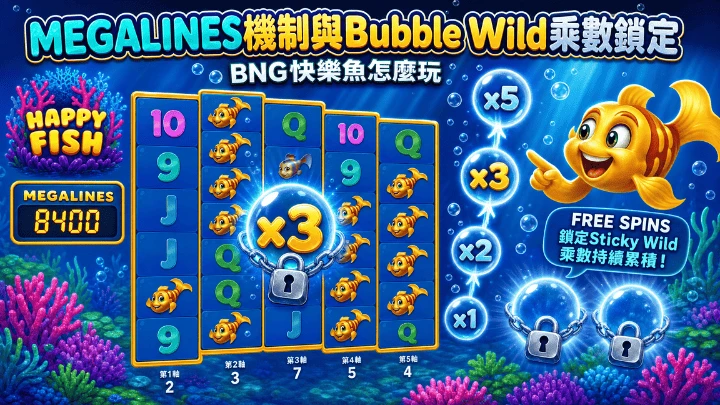 MEGALINES機制與三種Wild完整拆解|BNG快樂魚怎麼玩