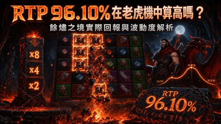 RTP 96.10% 在老虎機中算高嗎?餘燼之境實際回報與波動度解析